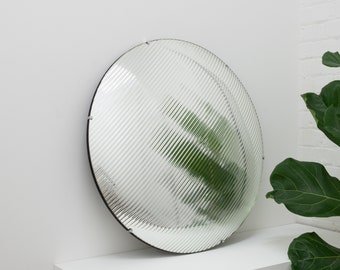 Orbis™ Round Reeded Glass Handcrafted Convex Frameless Mirror with Clips