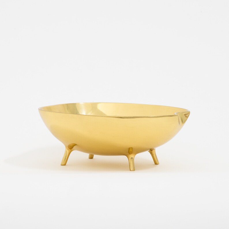 Polished Brass Bowl With Legs image 4