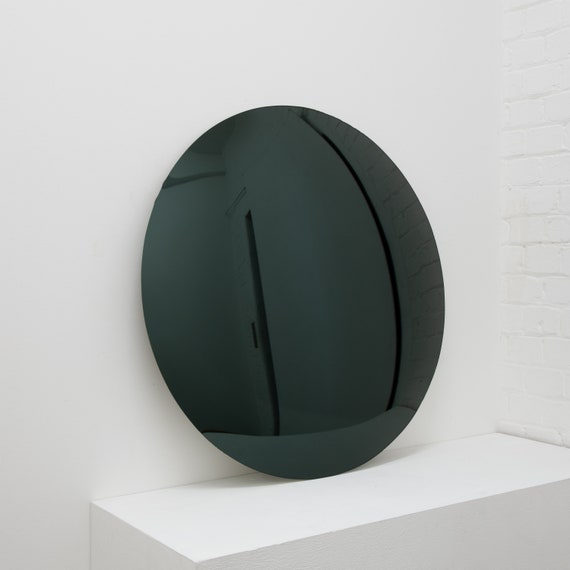 Orbis™ Convex Black Tinted Art Deco Round Frameless Mirror 