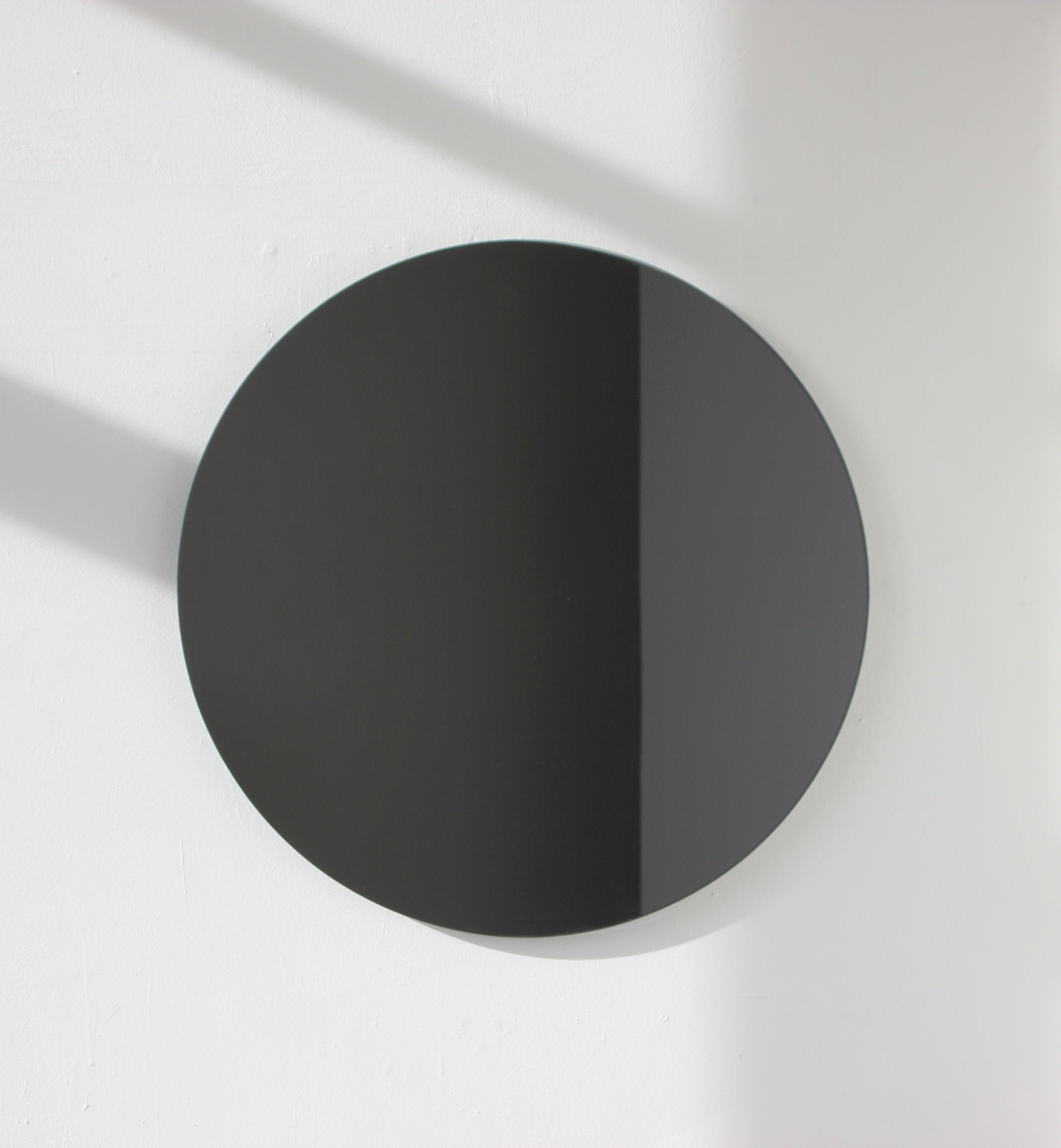 Orbis Round Black Tinted Contemporary Frameless Mirror Etsy Sweden