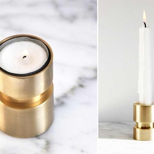 Convertible Brass Candleholder for Taper and Tealight Candles