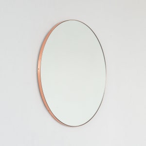 Orbis™ Round Minimalist Bespoke Mirror with Copper Frame Large, XL image 8