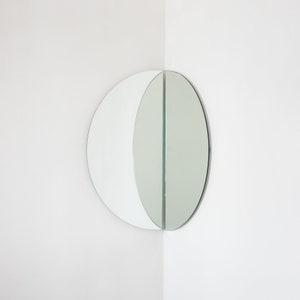 Set of 2 Luna™ Half-Moon Semi-circular Frameless Contemporary Round Mirrors