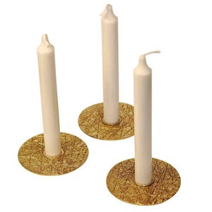 Set of 3 brass Kutch taper candle holders