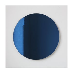 Orbis™ Blue Tinted Round Minimalist Customizable Frameless Mirror