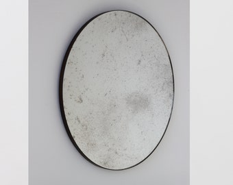 Orbis™ Antiqued Round Customisable Art Deco Mirror with a Bronze Patina Frame