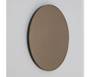 Orbis™ Bronze Tinted Contemporary Bespoke Round Mirror with a Bronze Patina Brass Frame - Large, XL