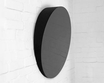 Orbis™ Tilted Black Frameless Circular Mirror, Customisable, XL