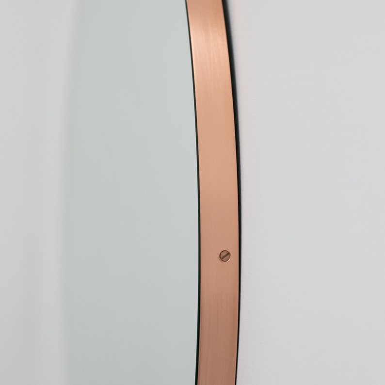 Orbis™ Round Minimalist Bespoke Mirror with Copper Frame Large, XL image 7