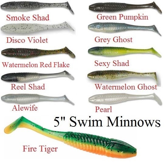 25 5 Swim Minnow Paddle Tail Swimbait Swim Bait Bass Walleye Fishing Lures  