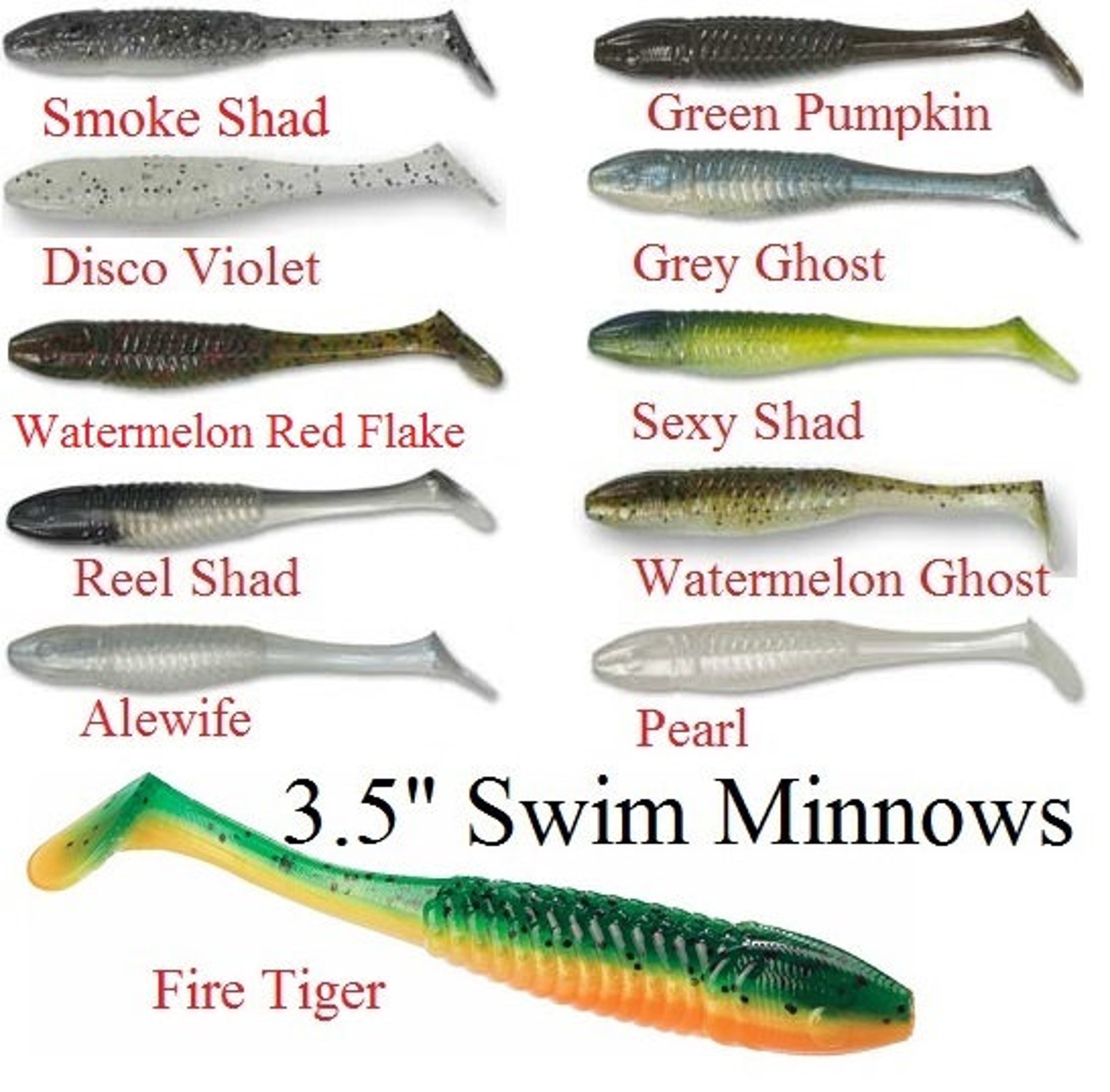 25 3.5 Swim Minnow Paddle Tail Swimbait Swim Bait Bass Etsy