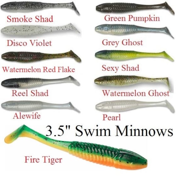25 3.5 Swim Minnow Paddle Tail Swimbait Swim Bait Bass Walleye