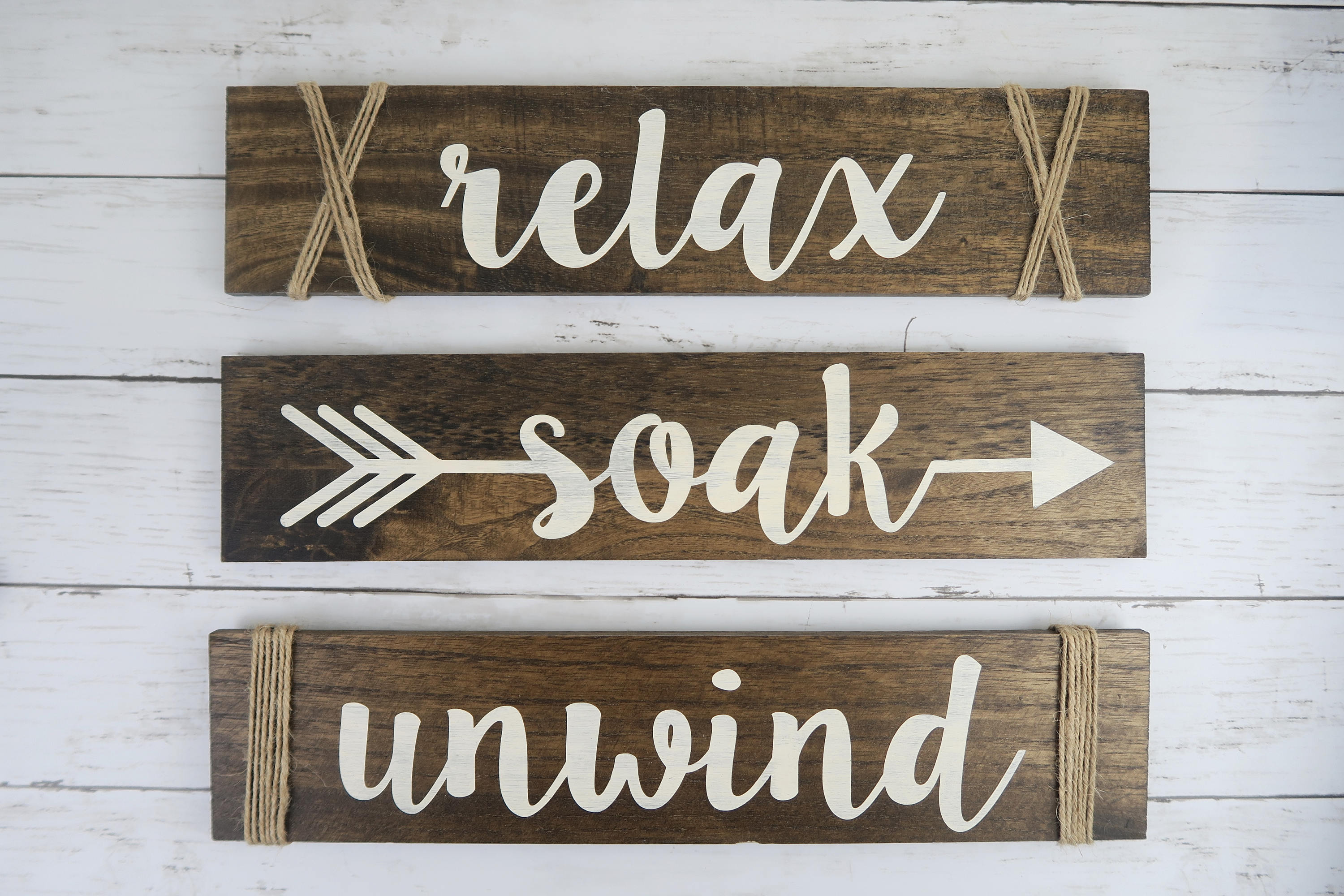 Relax Soak Unwind Bathroom Wall Decor Rustic Wood Sign Etsy