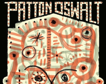Patton Oswalt 2021 Double-sided Gig Poster, Illustrated by David Plunkert, Patton Oswalt Poster, Comedy Show Merch