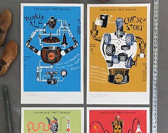 Dogfish Head Craft Brewery Screenprint Series, Craft Beer Illustration, Baltimore Craft Brewery, Retro Beer Poster, Beer Lover Gift