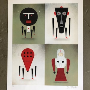 Robot Quad Print by David Plunkert