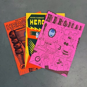 Heroical Set of 3 Zines by David Plunkert, Collectible Artist Book, Comic Book Art, Retro Comic Illustration