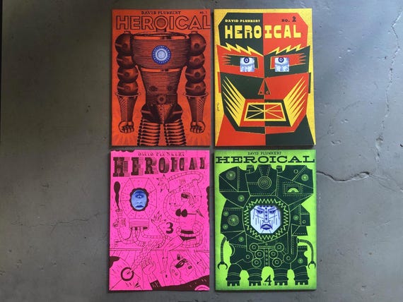 Heroical Set of 4 Zines by David Plunkert, Collectible Artist Book