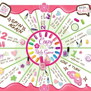 Spin the Nail Polish Bottle Printable Game, Girls party game, Spa party, Sleepover game, Spa birthday, Nail painting game - INSTANT DOWNLOAD