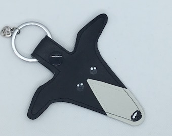 whippet  faux leather keyring