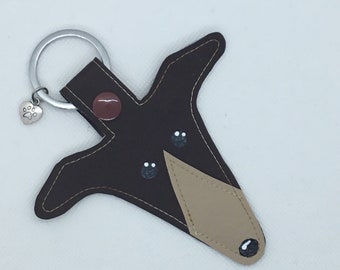 whippet  faux leather keyring