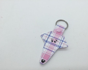 whippet keyring in tartan faux leather