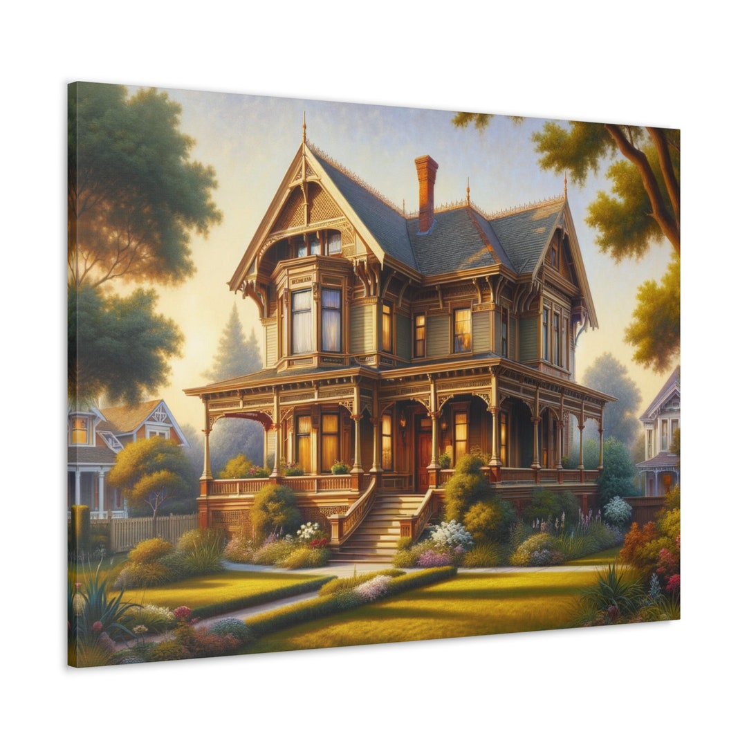Timeless Abode the Victorian House at Golden Hour Canvas Print - Etsy