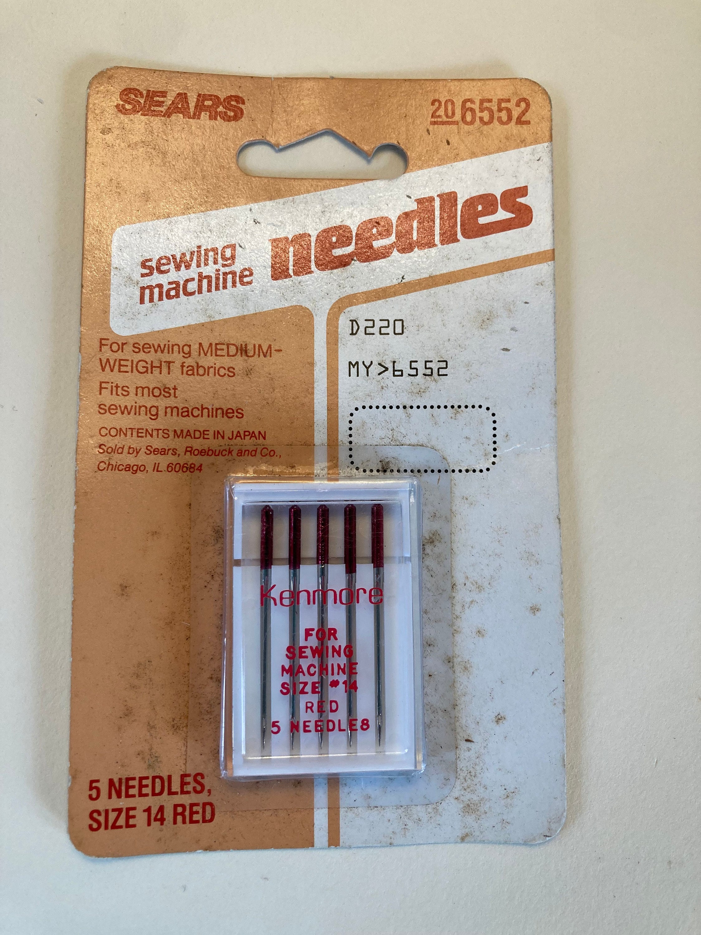 Vintage Sewing: NEW in Package Kenmore RED Size 14 Sewing Needles