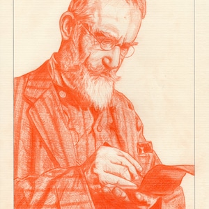 Stampe d'arte irlandesi con disegno a matita montato, firmate e numerate in edizione limitata di George Bernard Shaw (edizione da 50 copie)