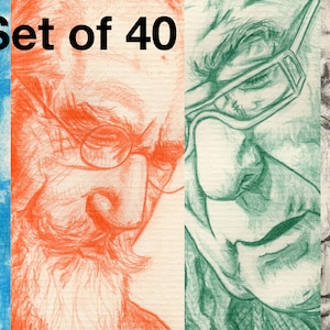 Cartões postais dos laureados com o Nobel de Literatura Irlandês - Conjunto de 40 - Yeats, Shaw, Beckett, Heaney - Varejo a granel