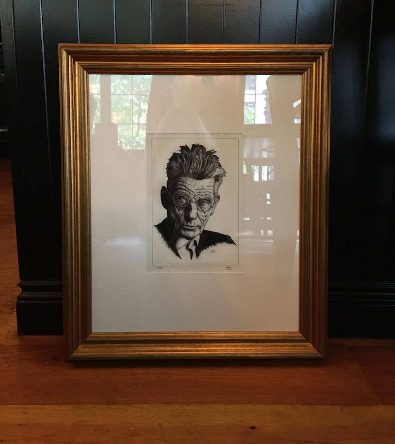 Samuel Beckett Signed & Numbered Limited Edition Mounted Pencil Drawing ...