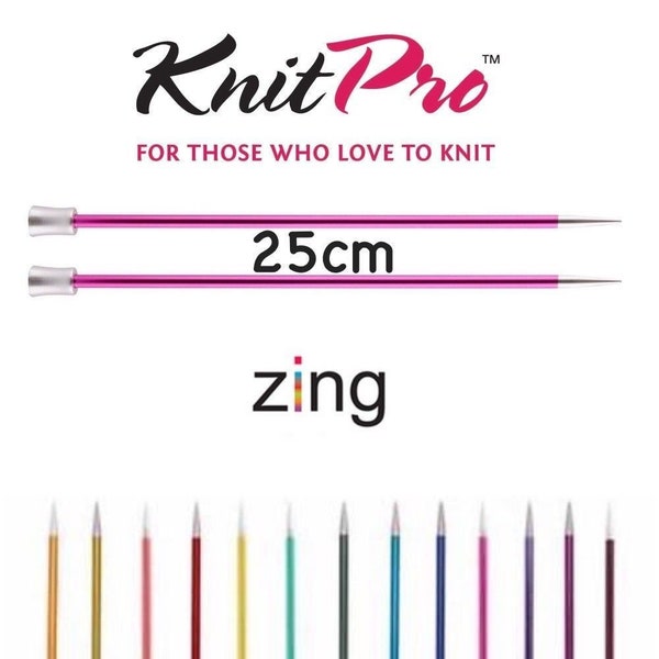 KnitPro Zing Gerade / Single Point Stricknadeln - 25cm Länge - Alle Größen