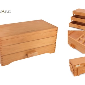 Milward Cantilever Craft Box Pine Wood 17 x 37 x 22.6cm(d/w/h)