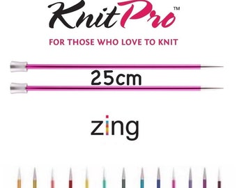 KnitPro Zing Gerade / Single Point Stricknadeln - 25cm Länge - Alle Größen