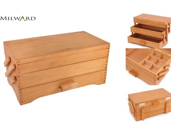 Milward Cantilever Craft Box Pine Wood 17 x 37 x 22.6cm(d/w/h)