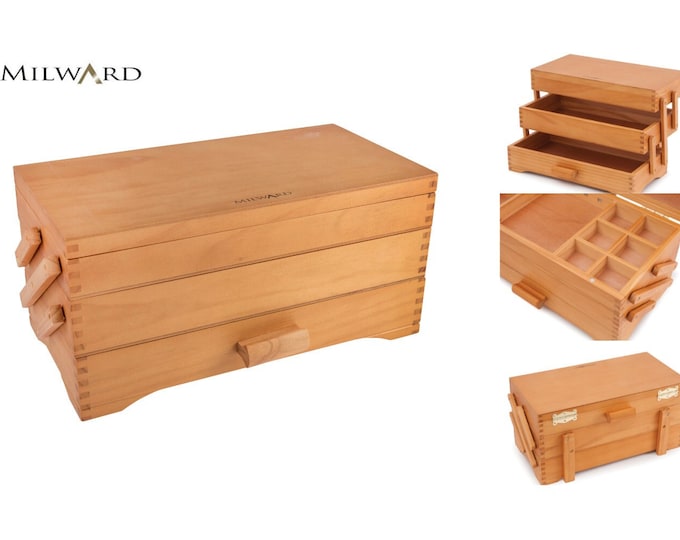 Milward Cantilever Craft Box Pine Wood 17 x 37 x 22.6cm(d/w/h)