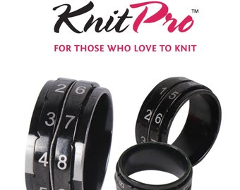 KnitPro Row Counter Ring Jewellery Knit Tally Register - 4 Sizes - Black Metal Knitting