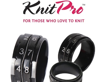 KnitPro Row Counter Ring Jewellery Knit Tally Register - 4 Sizes - Black Metal Knitting - Craft, Sewing, Quilting, Embroidery, Detailed Work