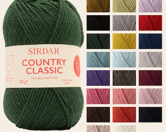 Fil classique de Sirdar Country DK 50g, Crochet à tricoter mérinos acrylique en laine