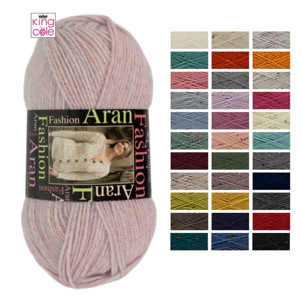 King Cole Fashion Aran 100g Combo Knitting Yarn Wool Acrylic Plain/tweed