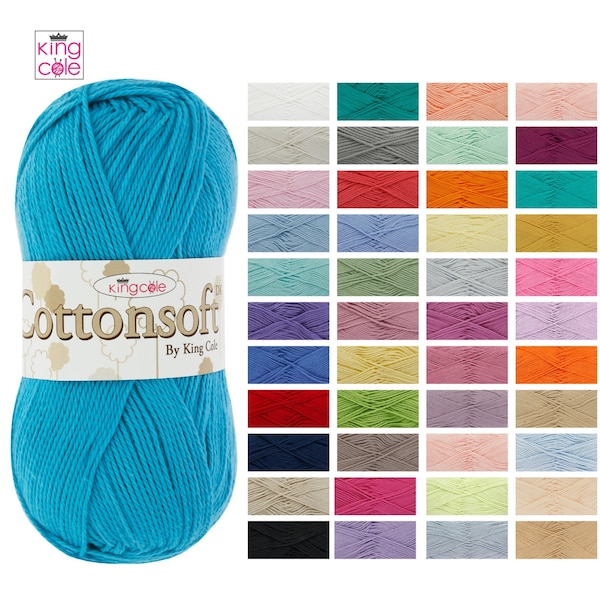 Laine à tricoter double 100 % coton Cottonsoft DK King Cole - Toutes les couleurs