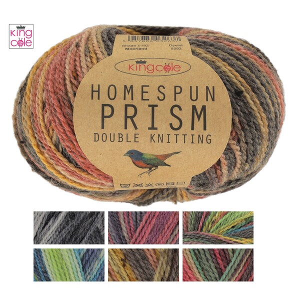 King Cole Homespun Prism DK 50g -Knitting Crochet Yarn, 44% Wool, Merino Alpaca