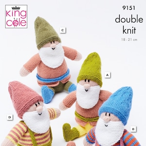 King Cole Novelty Gnome Gonk Toys Knitting Pattern 9151 - Double Knit King Cole Novelty Gnome Gonk Toys Knitting Pattern 9151 - Double Knit