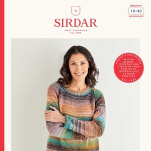 Sweter damski Sirdar z okrągłym dekoltem typu raglan w kolorze Jewelspun (ulotka) 10140