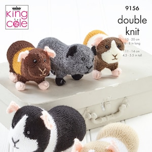 King Cole Novelty Toy Guinea Pigs Knitting Pattern 9156 - Double Knit King Cole Novelty Toy Guinea Pigs Knitting Pattern 9156 - Double Knit