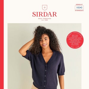 Kardigan Sirdar z krótkim rękawem i dekoltem w serek w stylu country classic 4 Ply (ulotka) 10242