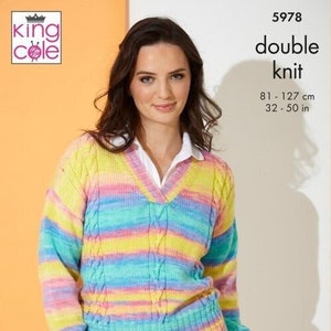 King Cole Ladies Summer Sweater & Top Knitting Pattern 5978 - Double Knit King Cole Ladies Summer Sweater & Top Knitting Pattern 5978 - Double Knit
