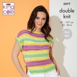 King Cole Pattern Sweater and Top: Knitted in King Cole Tropical Beaches DK 5977