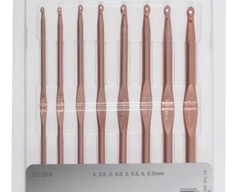 Milward Crochet Hook Set - Or Rose - 15cm x 8 Tailles - Gift Hobby