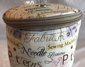 Cream Sewing Notions Pattern Yarn Holder Knitting Storage Ball of Wool Bag